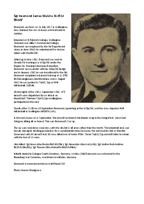 A preview of a PDF biography for Walshe, Desmond James